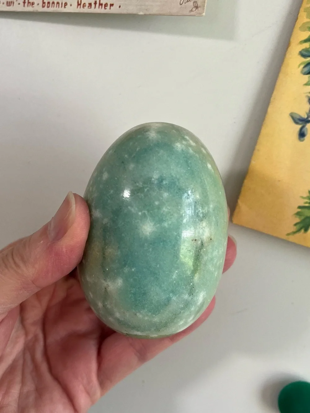 Polished Aqua Green Decorative marble alabaster stone Egg